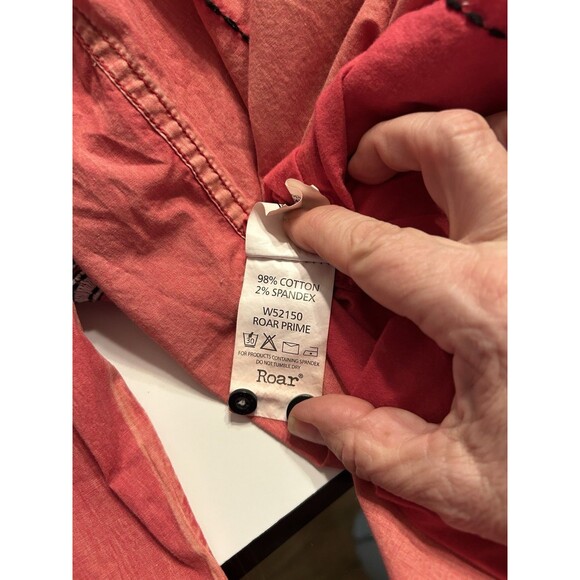 Roar Signature Embroidered Front & Back Shirt Mens XL Red LS ButtonUp Y2k - Picture 10 of 11